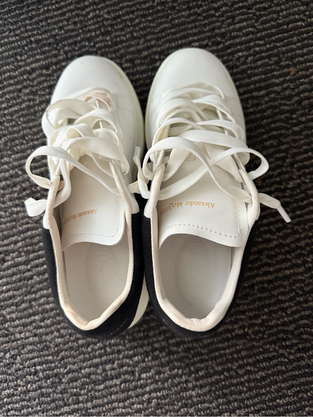 Alexander McQueen White Leather Sneakers with Black Heel